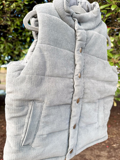 Gunmetal Corduroy Snap Vest | Boys