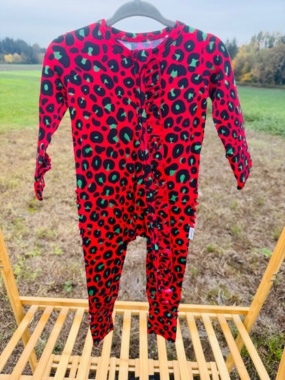 Leopard Ruffle Zip Pajamas