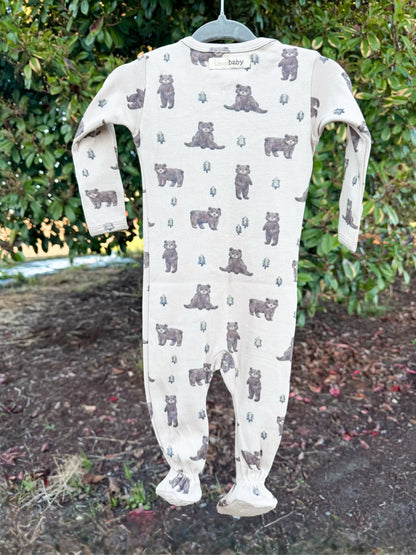 Black Bear Organic Cotton Zip Pajamas