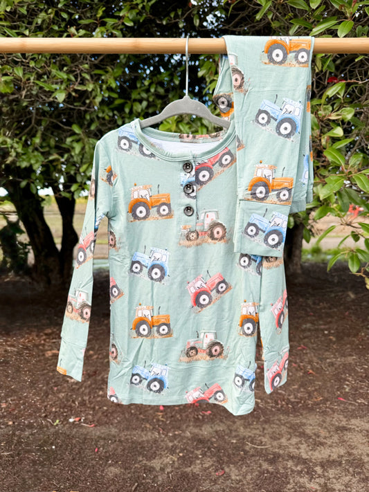 Harvest Tractor Bamboo Pajama Set