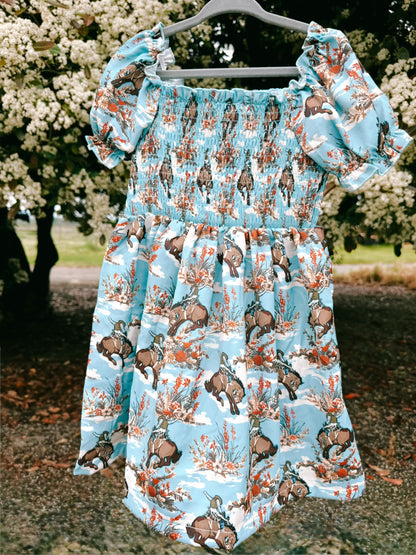 Bucking Bloom Flutter Sleeve Dress