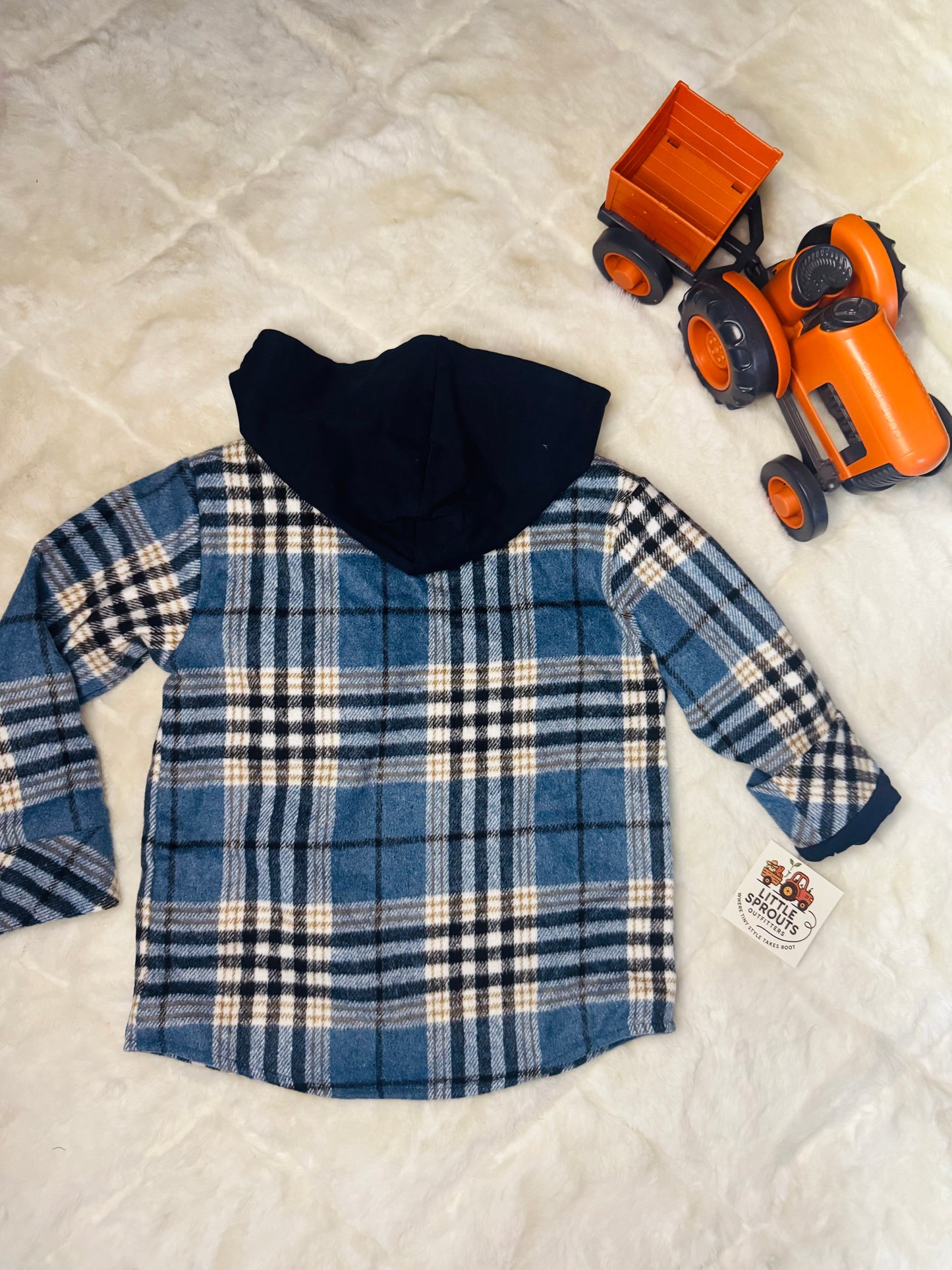 Blue Plaid Hooded Shacket