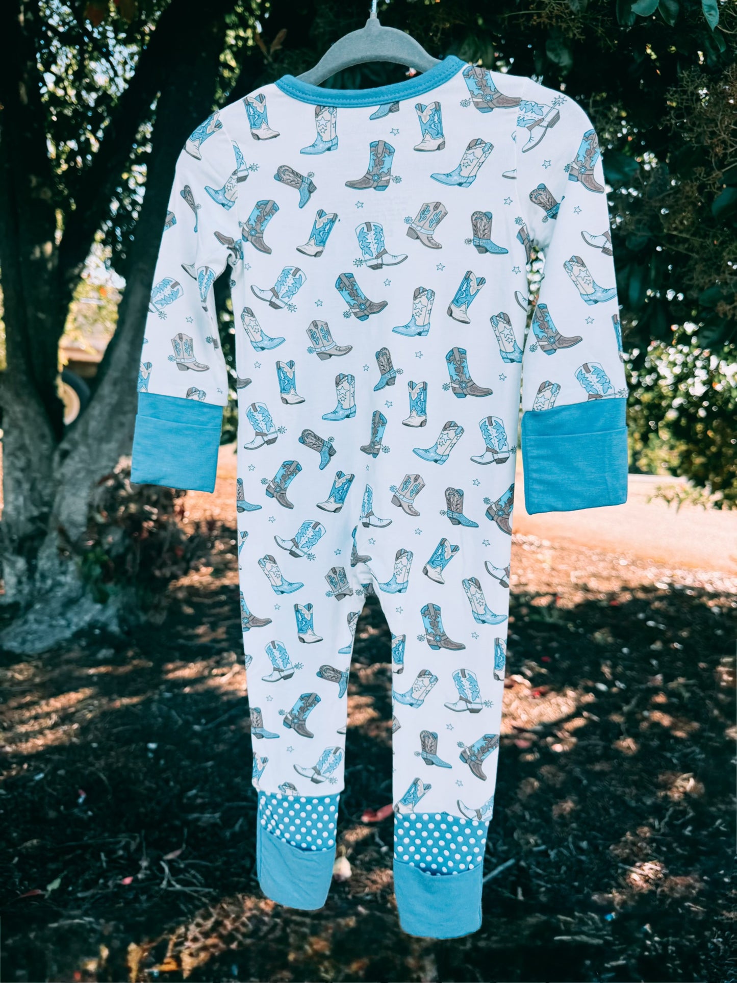 Blue Boot Bamboo Zip Romper | Boys
