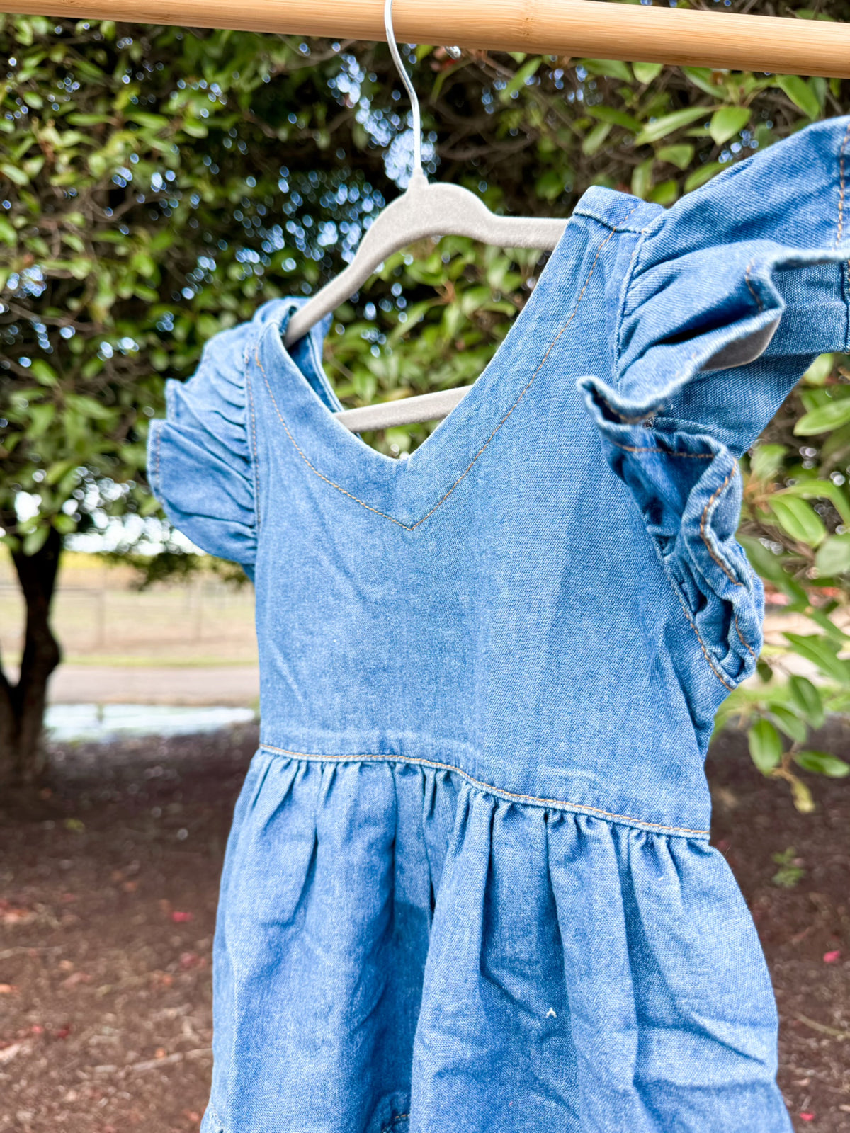 Denim Ruffle Dress | Girls