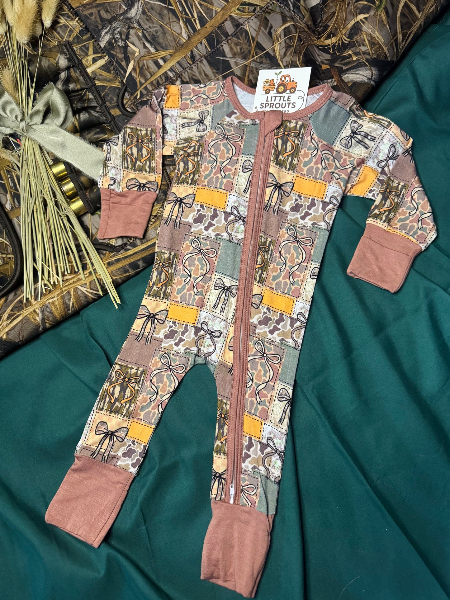 Camo Bows Zip Pajama