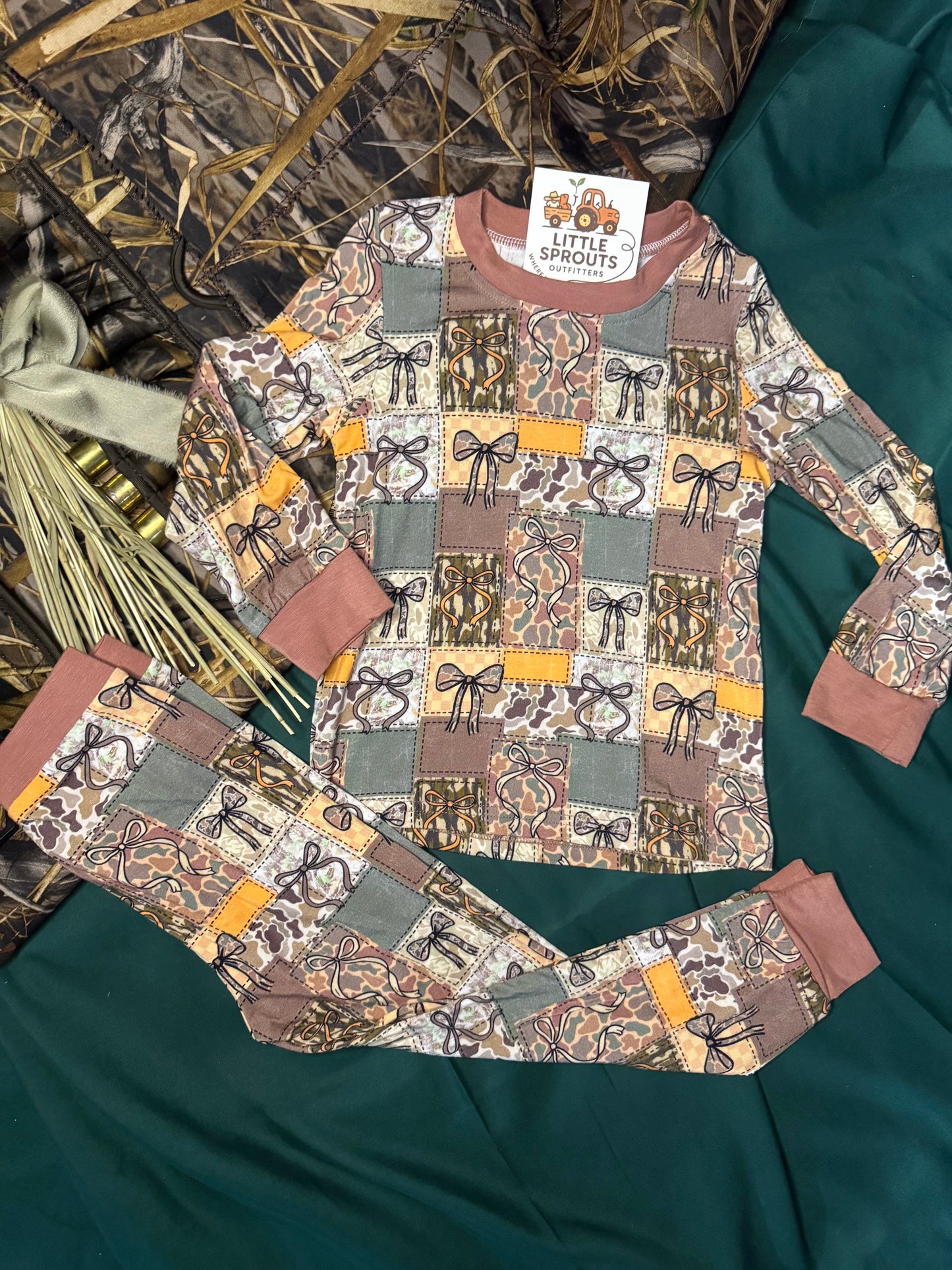 Camo Bows 2pc Pajama Set