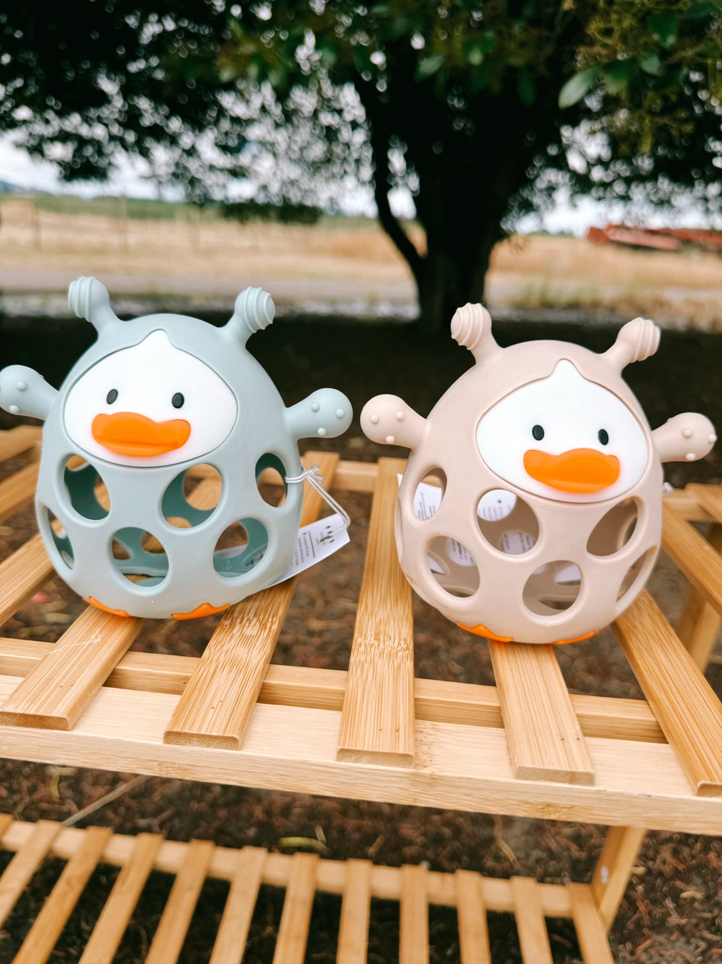 Little Duck Silicone Teether | Beige & Blue