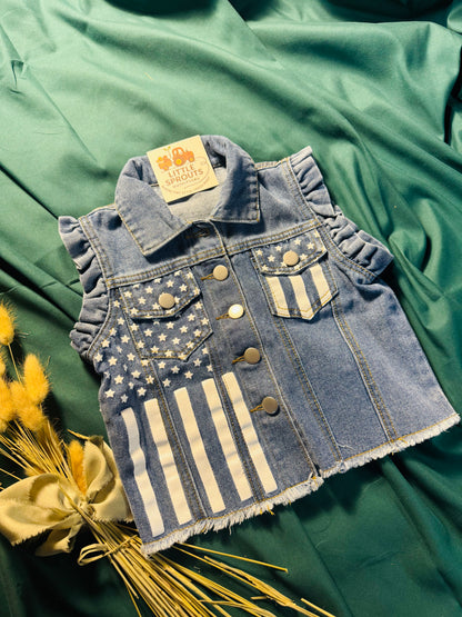 Stars & Stripes Denim Vest | Girls