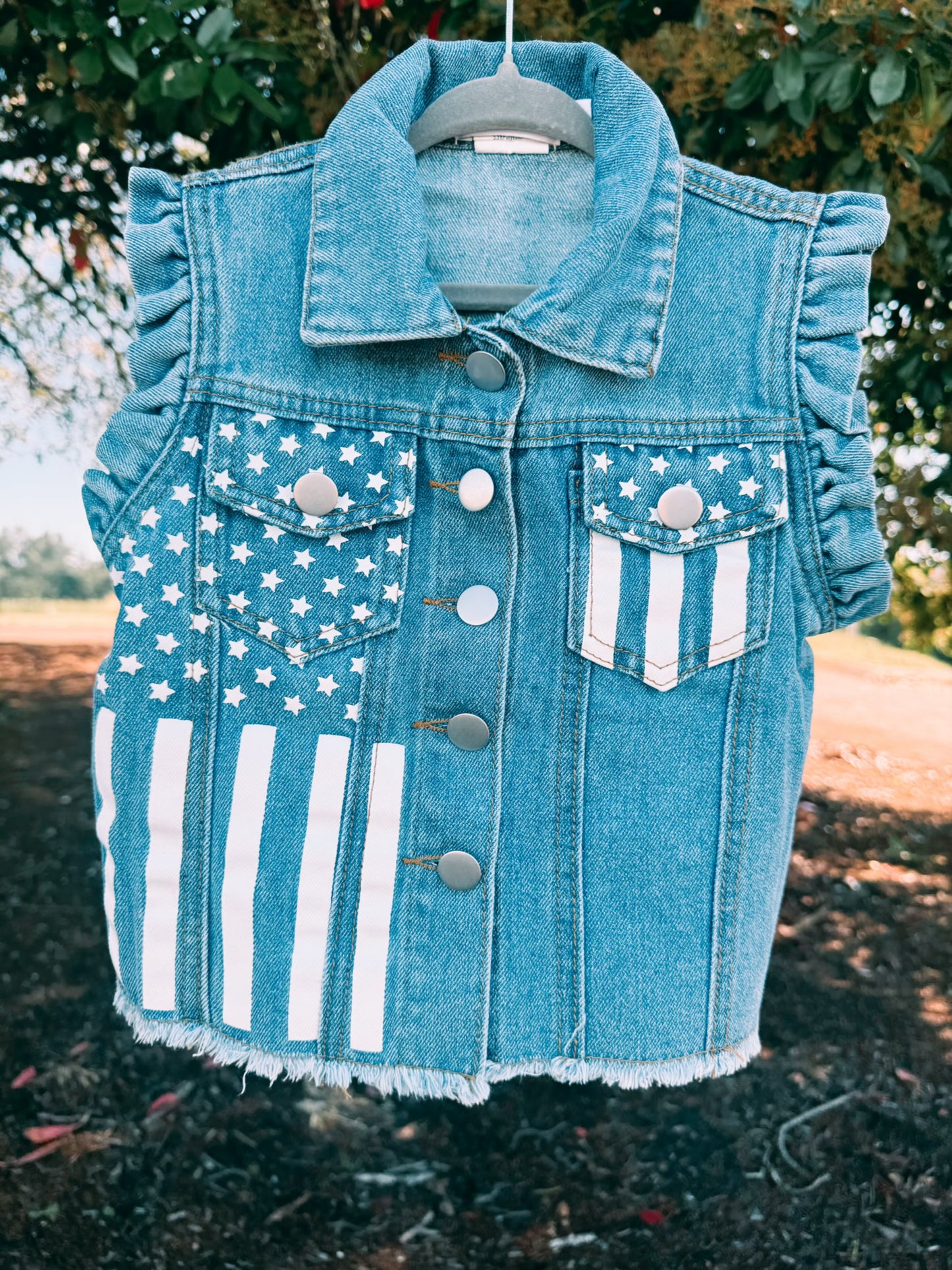 Stars & Stripes Denim Vest | Girls