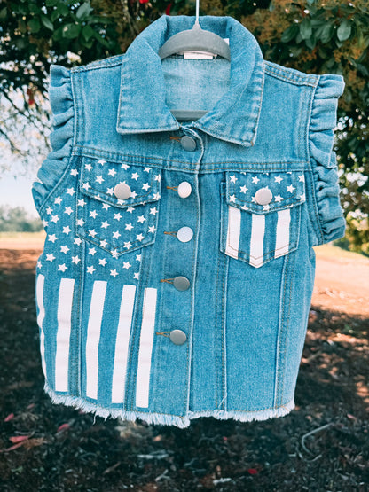 Stars & Stripes Denim Vest | Girls