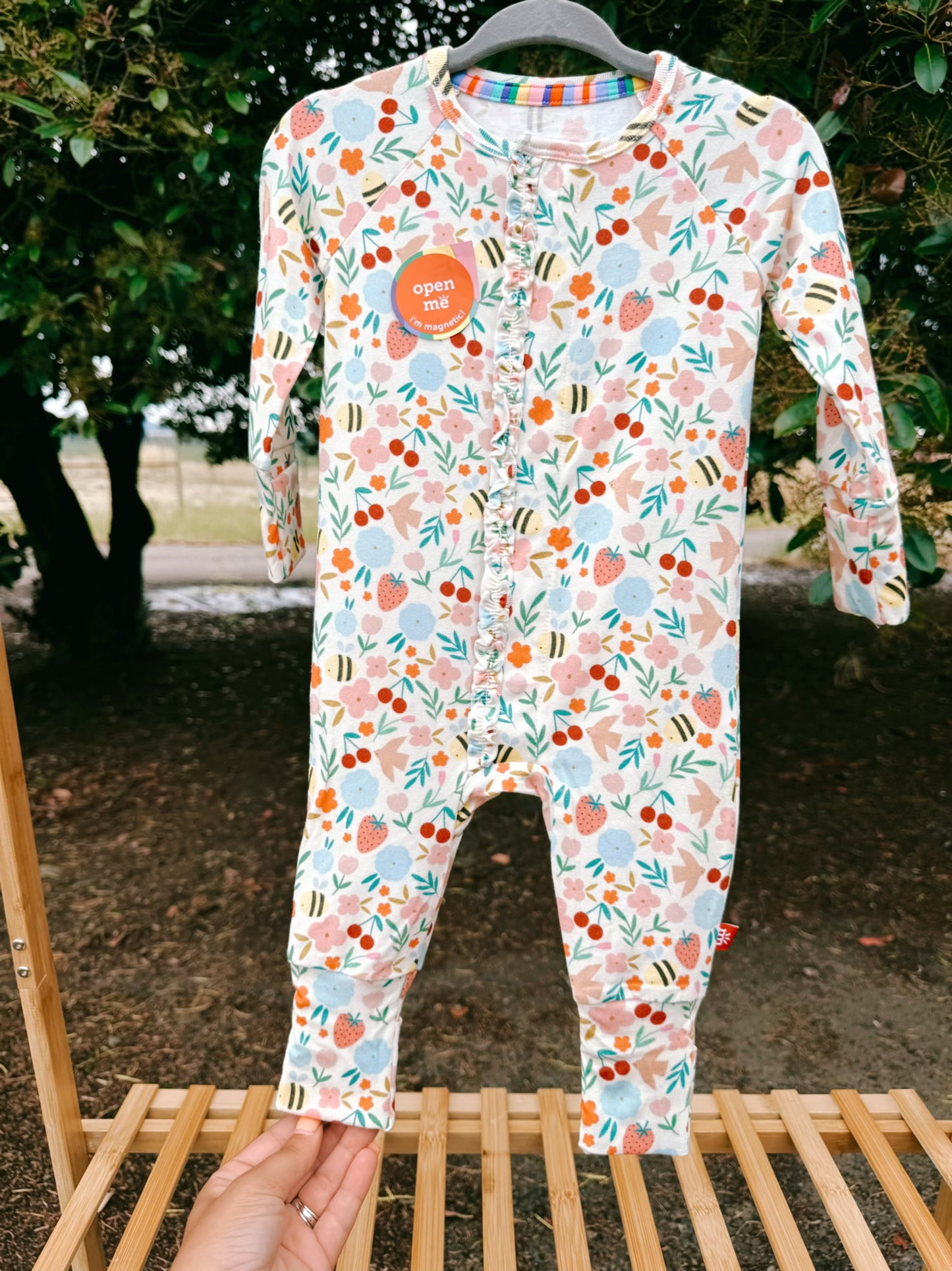 Honey Bee Blossom Modal Magnetic Romper | Girls