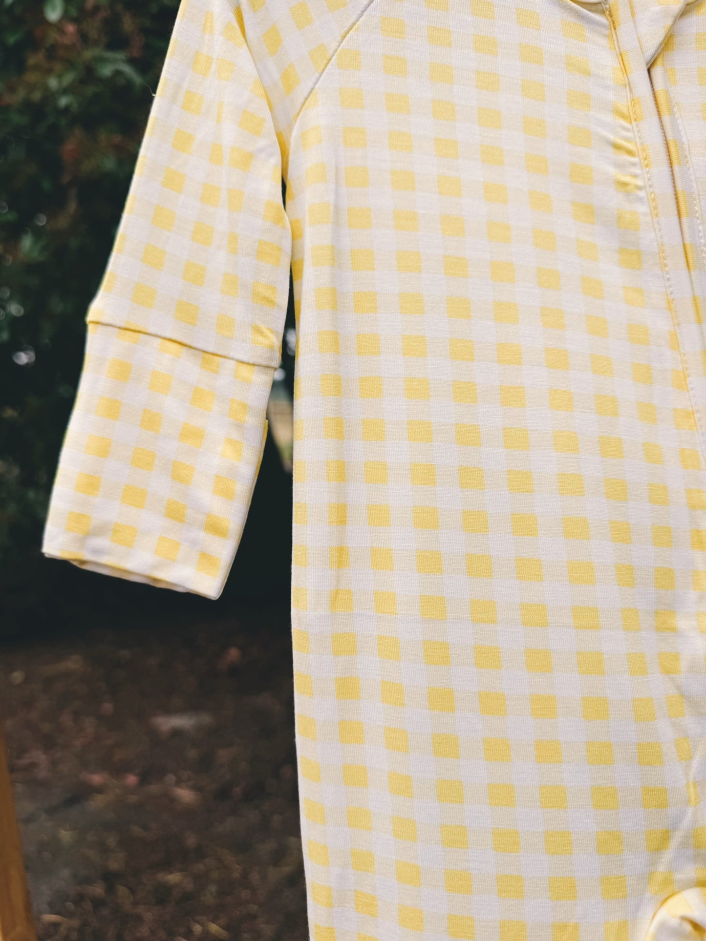 Citron Yellow Gingham Zip Pajama