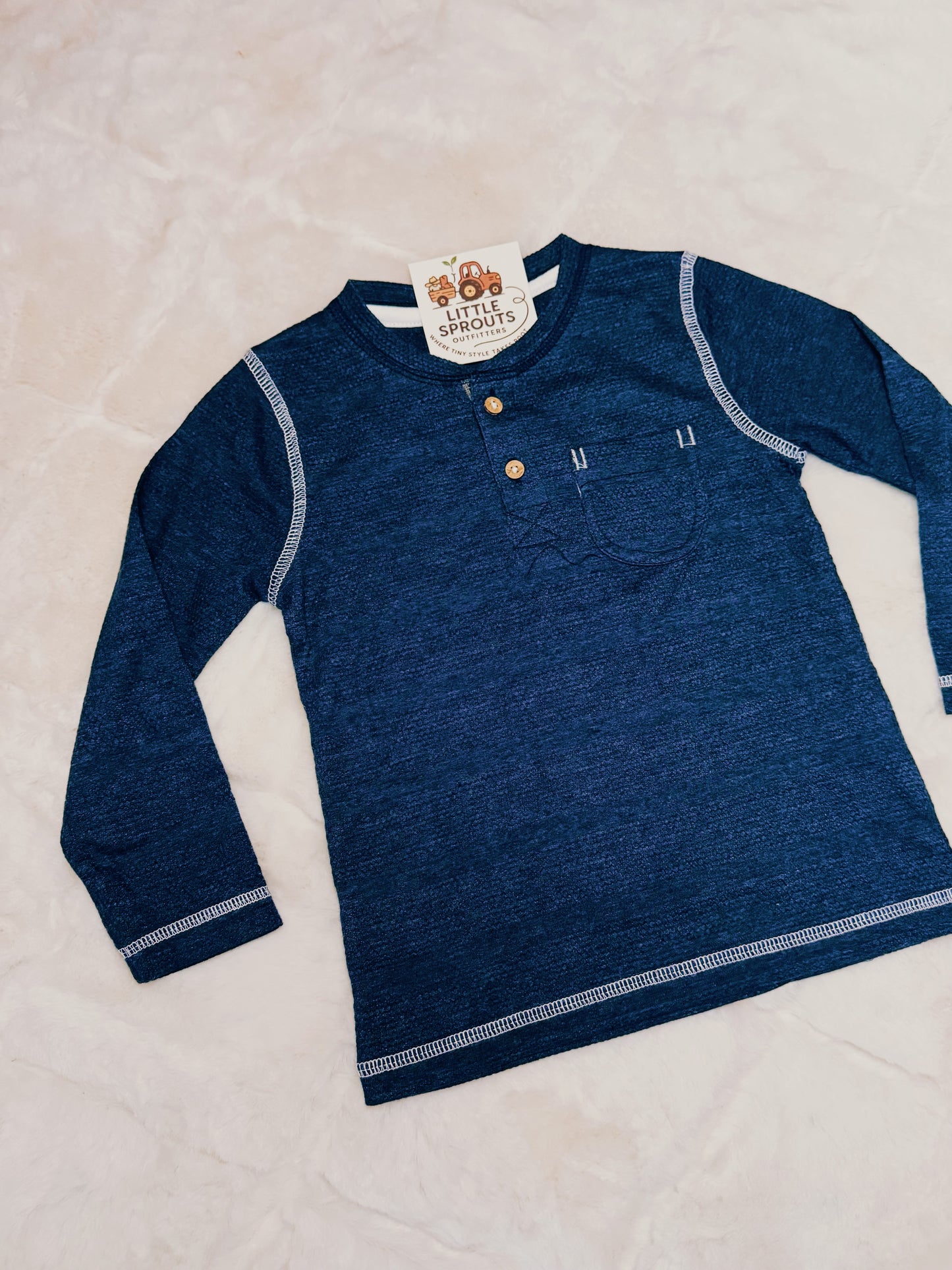 Navy Henley Tee