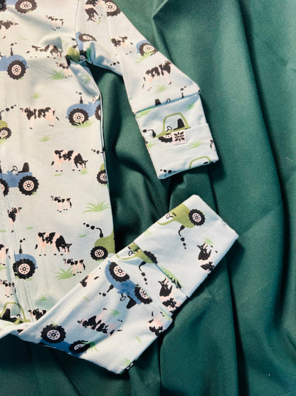 Farmer Blue Bamboo Zip Pajama | Boys
