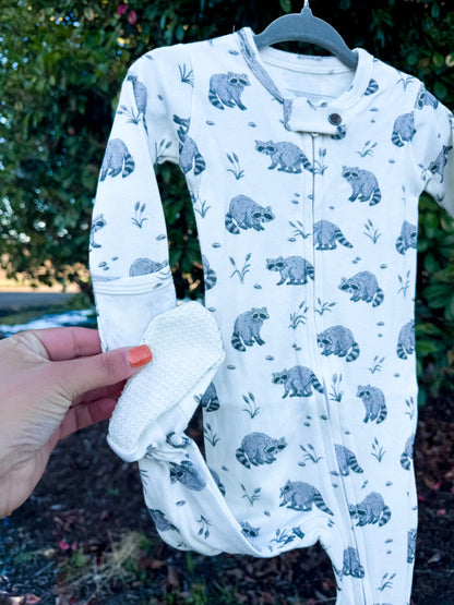 Raccoon Organic Cotton Zip Pajamas