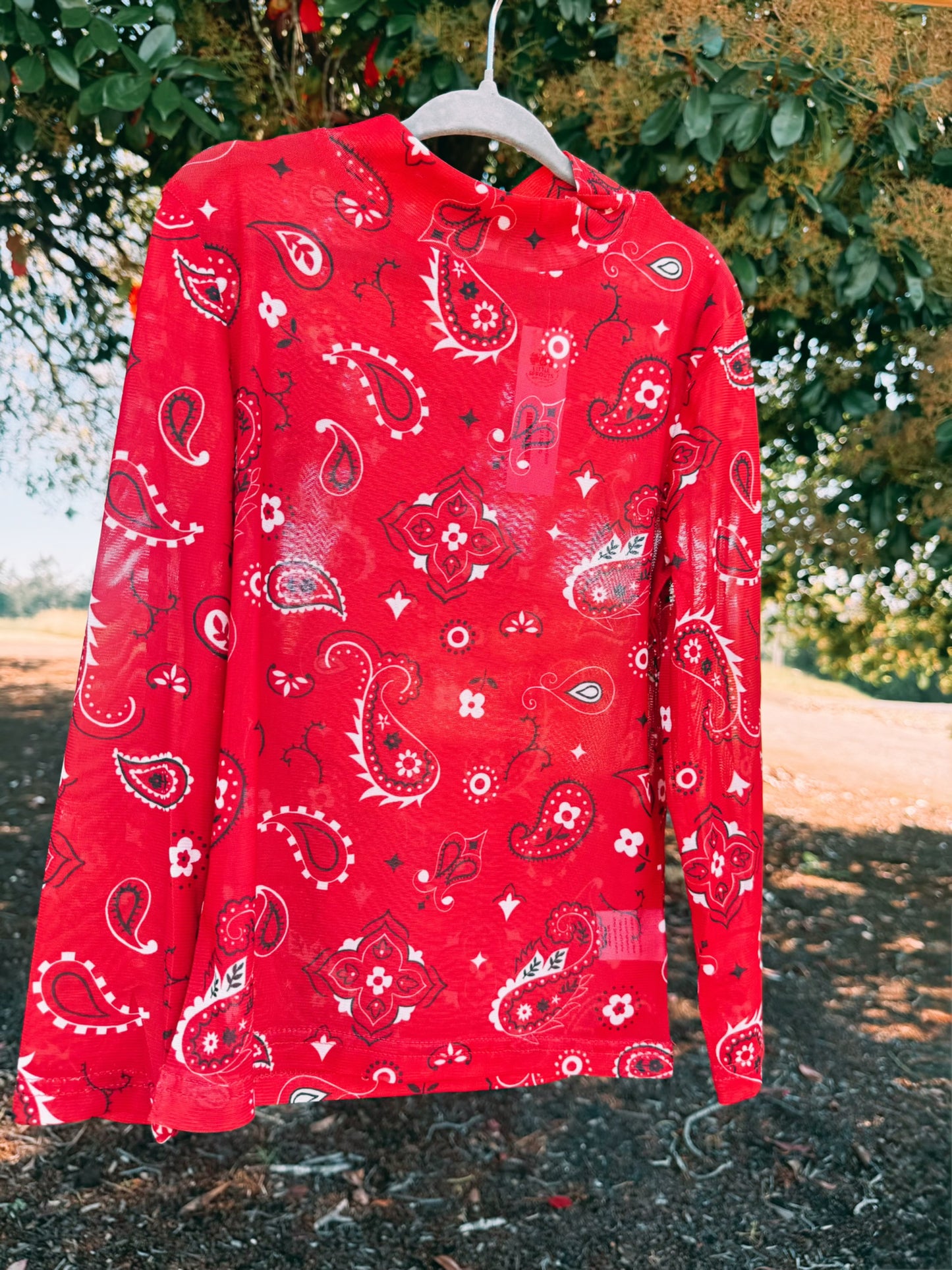 Red Paisley Mesh Top | Girls