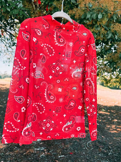 Red Paisley Mesh Top | Girls