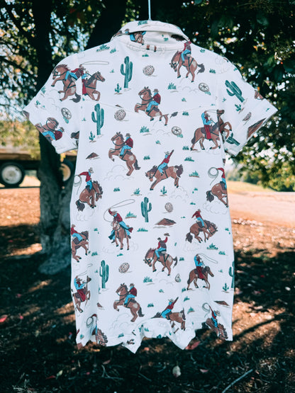 Buckaroo Cowboy Shortie Polo Romper | Boys