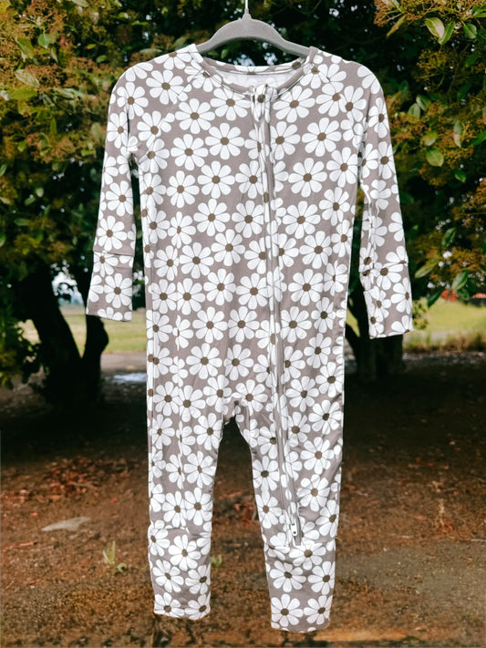 Retro Bloom Bamboo Zip Pajama | Girls
