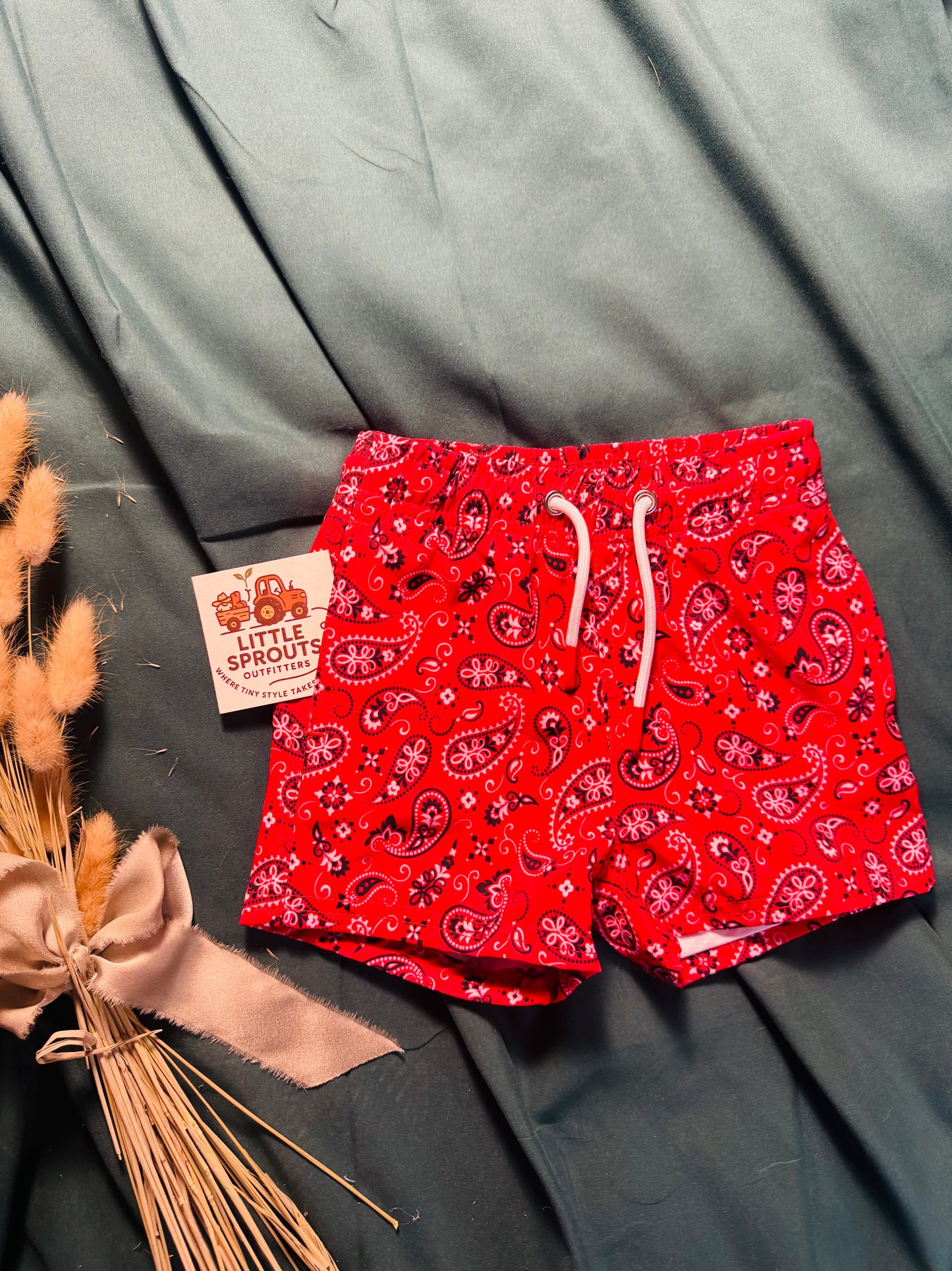 Red Paisley Bandana Hybrid Shorts | Boys