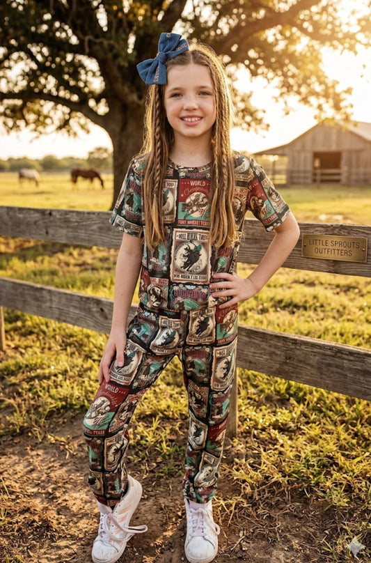 Girls Rodeo Top & Jogger Set | Sizes XS & L