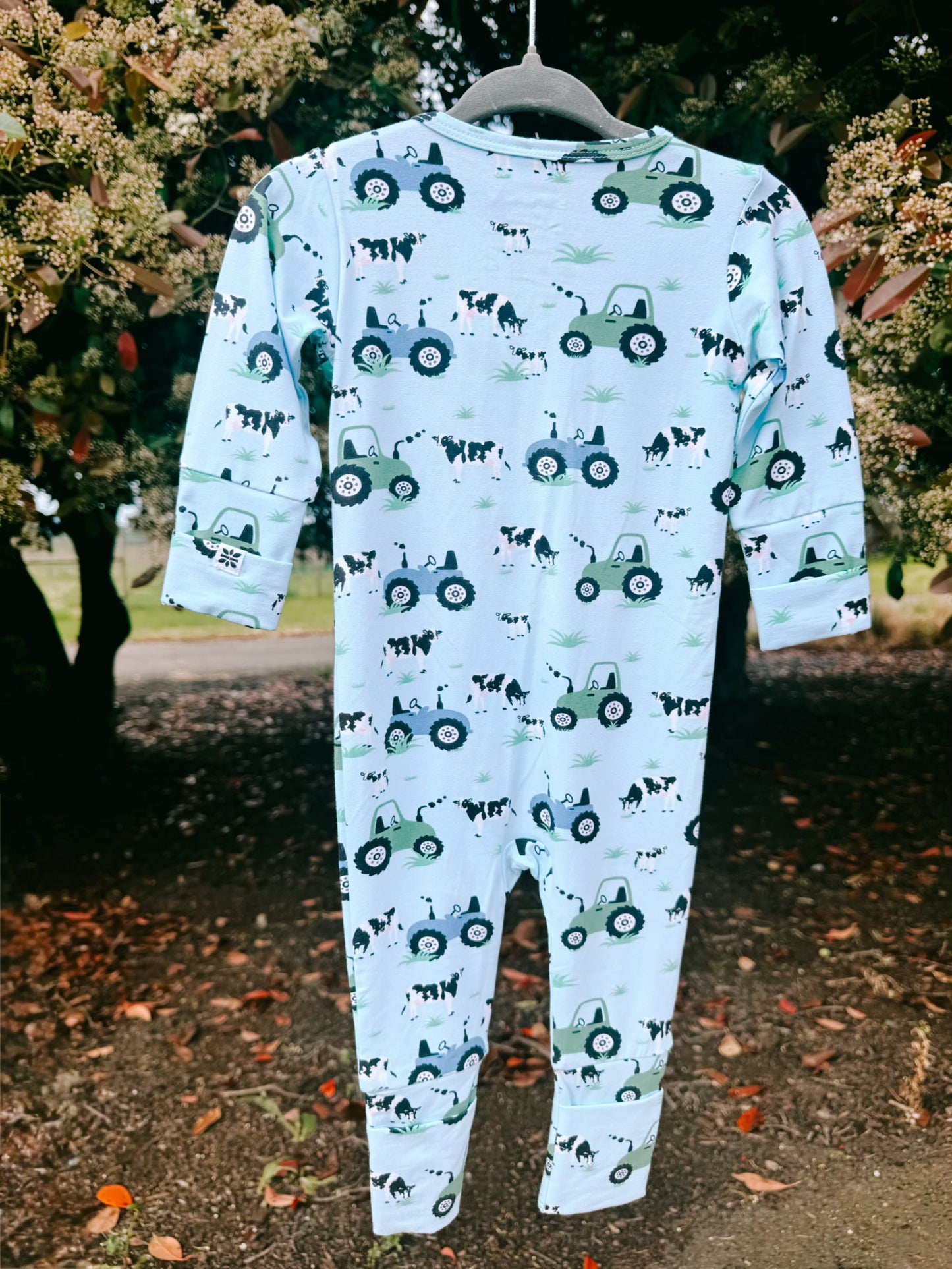 Farmer Blue Bamboo Zip Pajama | Boys