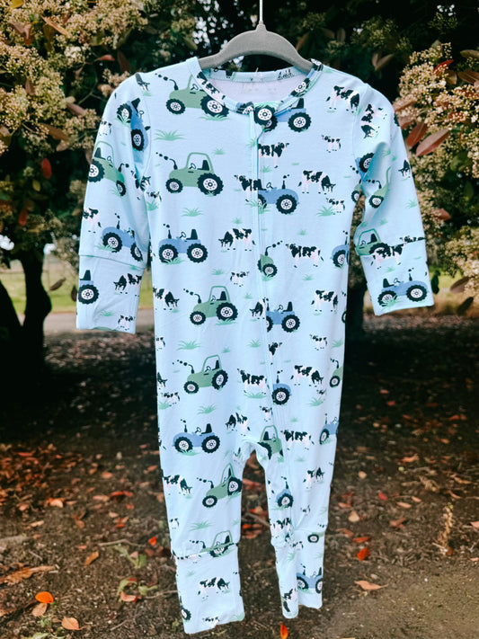 Farmer Blue Bamboo Zip Pajama