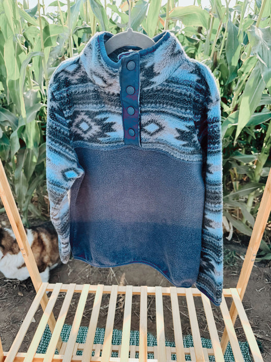 Blue Aztec Fleece 1/4 Snap