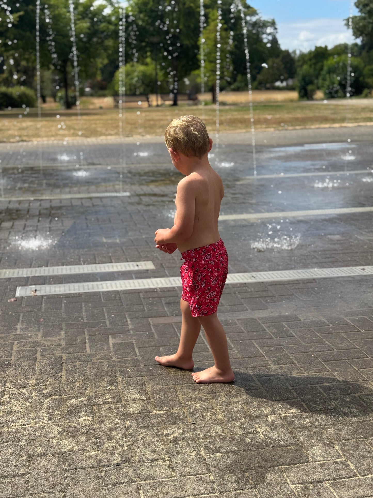 Red Paisley Bandana Hybrid Shorts | Boys