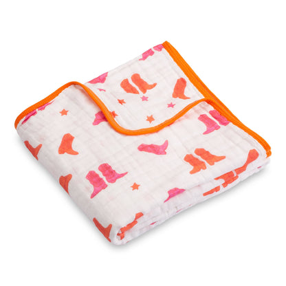 Pink Boots Muslin Cotton Blanket