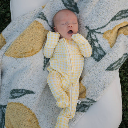 Citron Yellow Gingham Zip Pajama