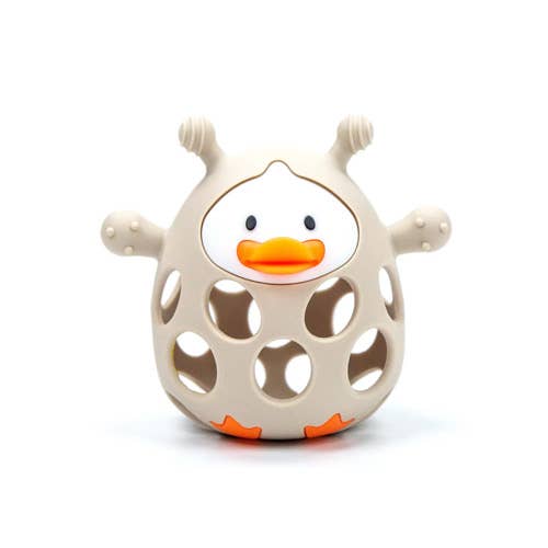 Little Duck Silicone Teether | Beige & Blue