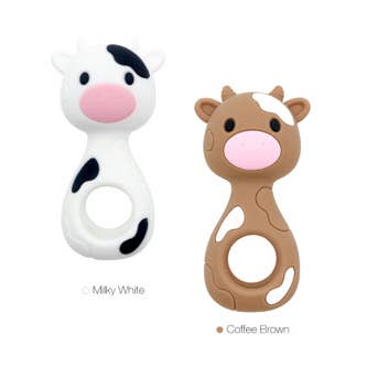 Cow Silicone Teether Rattle | Brown & White