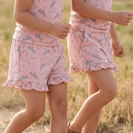 Rodeo Rose Ruffle Shorts | Girls