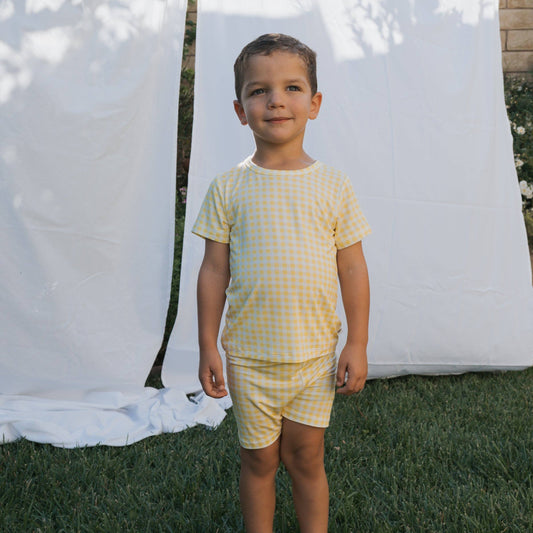 Citron Yellow Gingham Bamboo 2pc Set