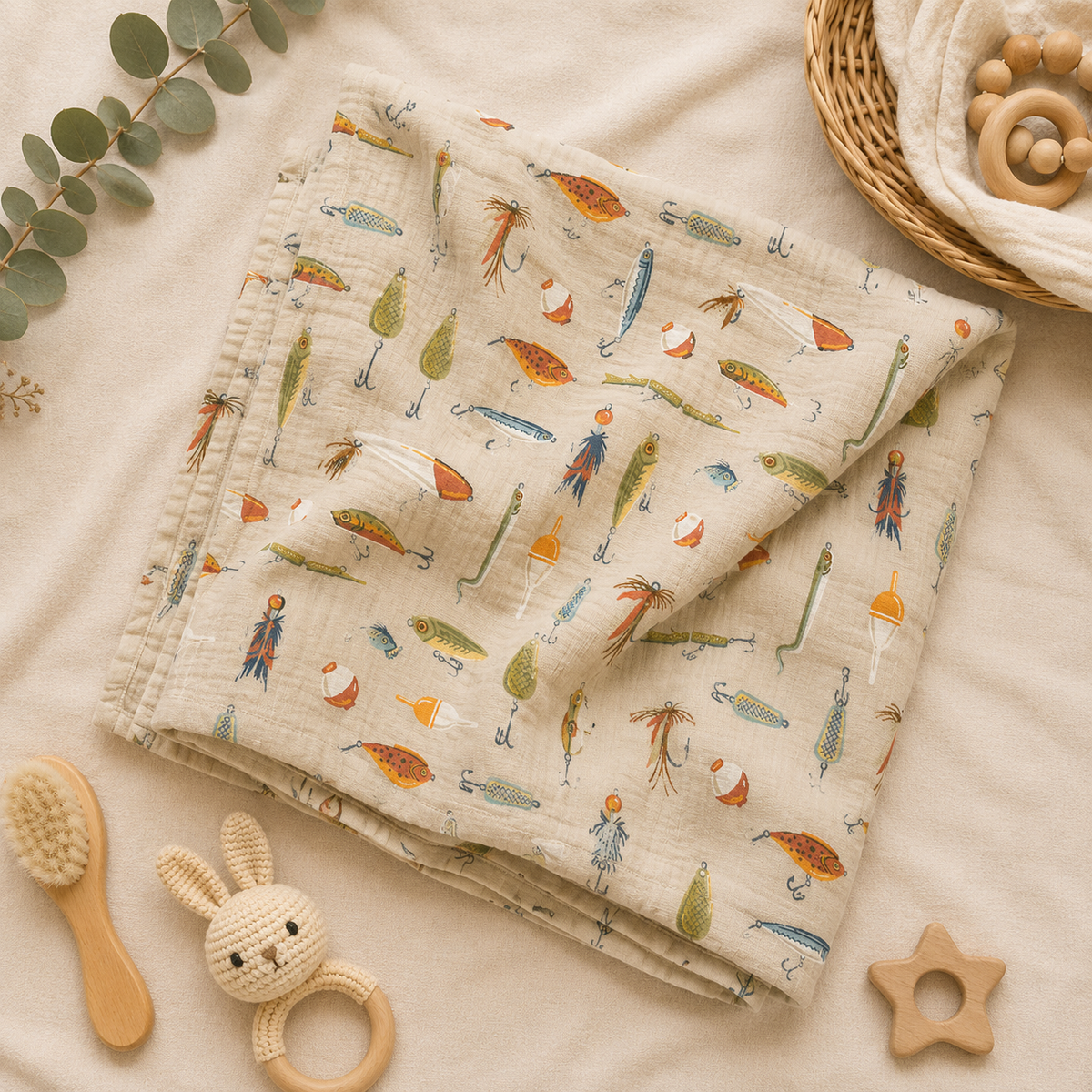 Gone Fishing Muslin Swaddle | 47x47