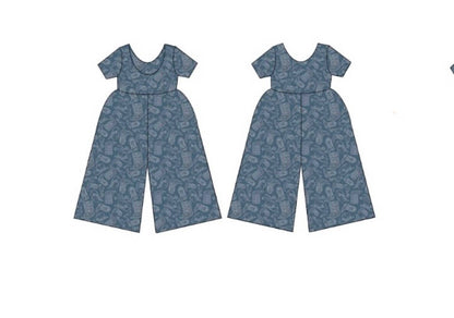 Western Bamboo Wide Leg Romper | Girls